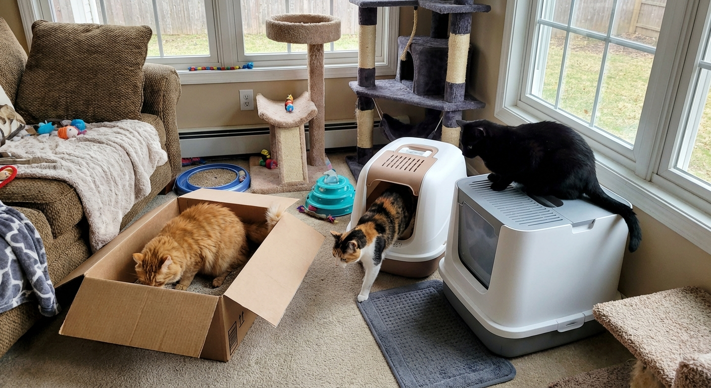 Person scooping litter box demonstrating proper daily litter maintenance
