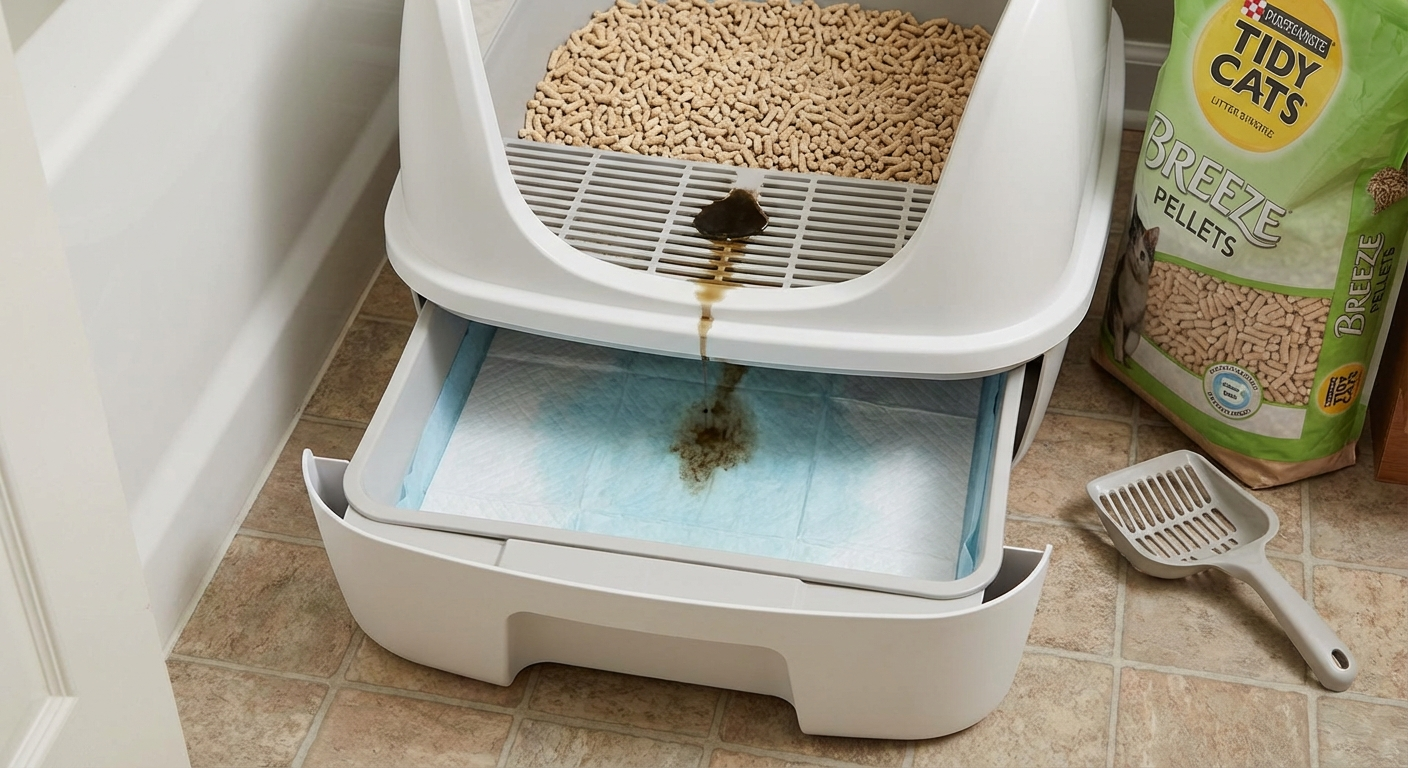 Tidy Cats Breeze litter system showing pellets and pad for odour control