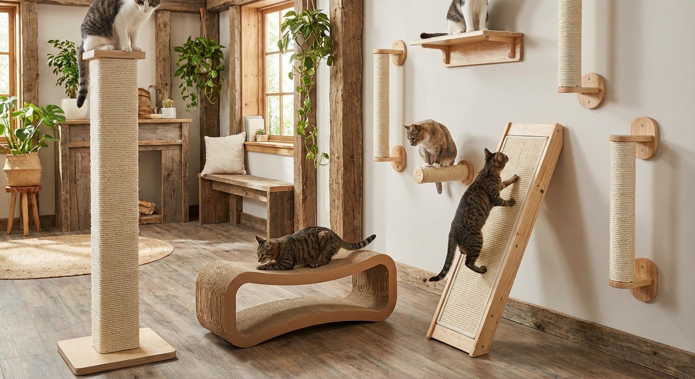 Sisal scratching post vertical and horizontal options for cats