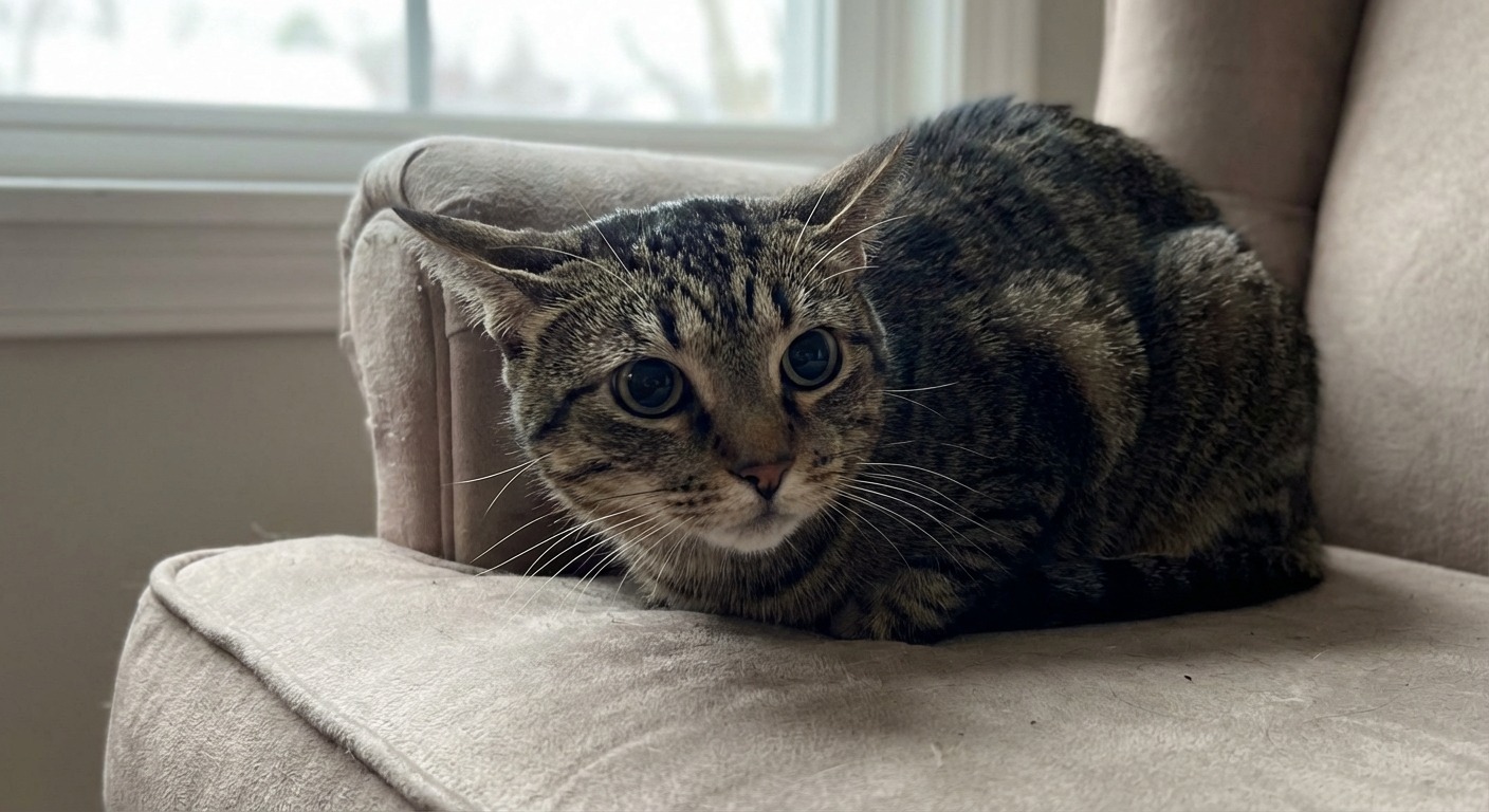Cat with flattened ears showing signs of discomfort