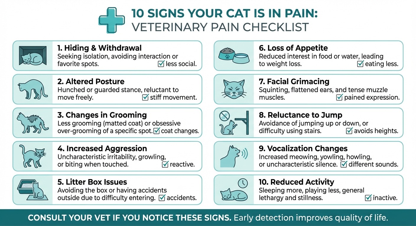 Cat pain signs infographic checklist