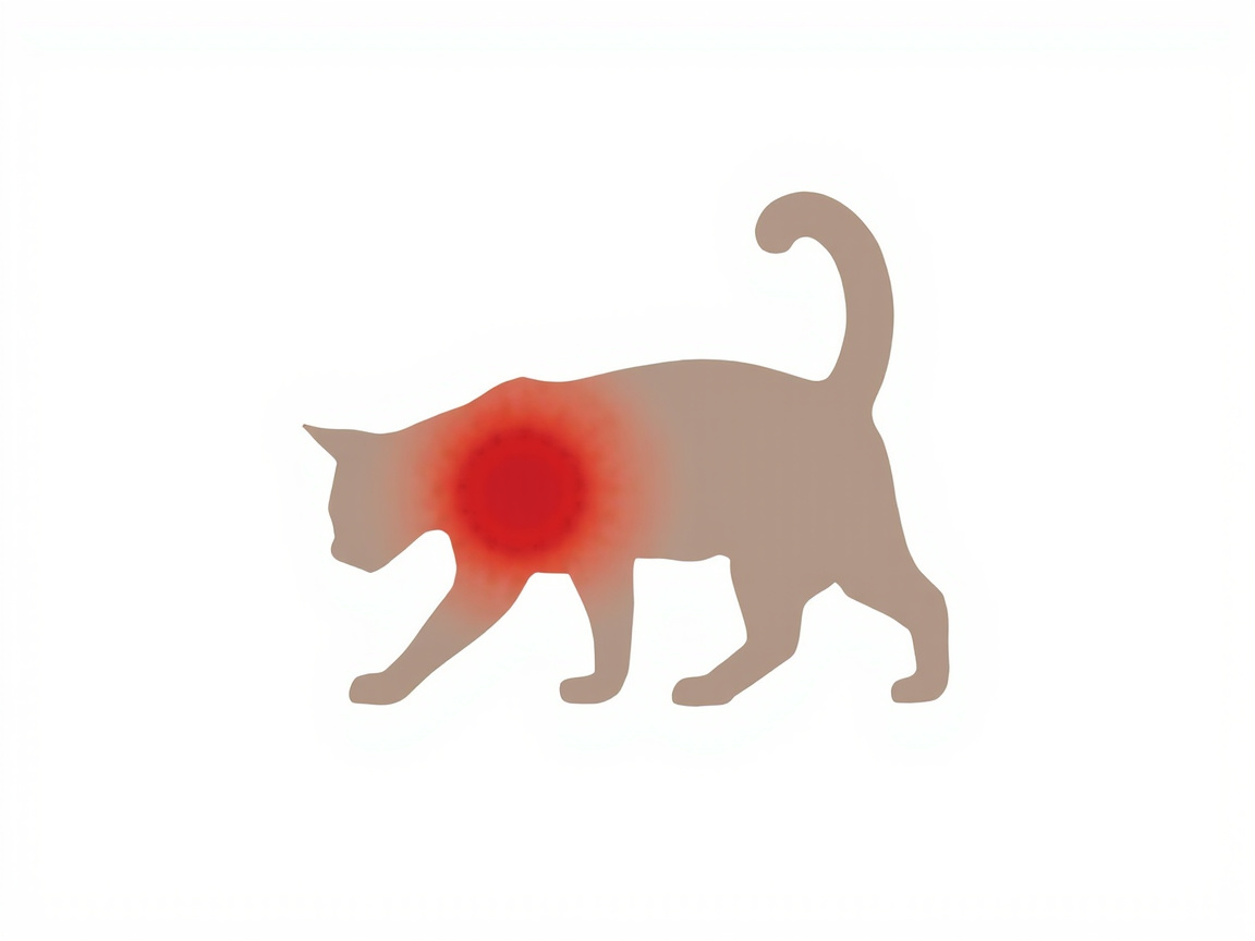Diagram showing areas of a cat's body where visible pain signs may appear