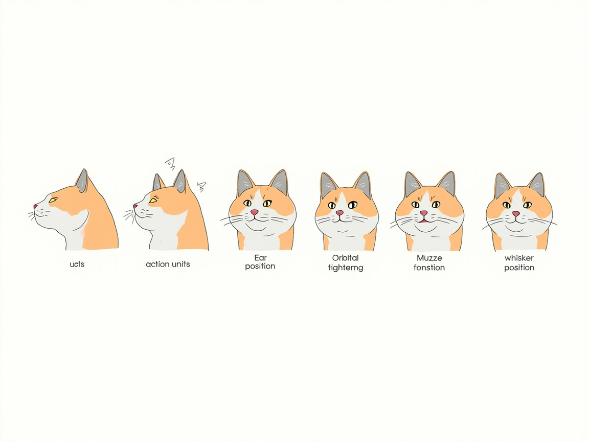 Infographic showing the five action units of the Feline Grimace Scale