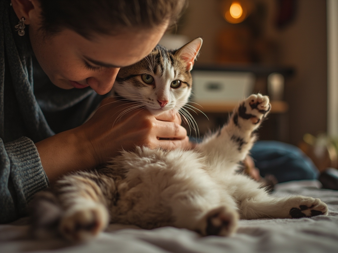 Step-by-step process diagram for safely examining your cat at home