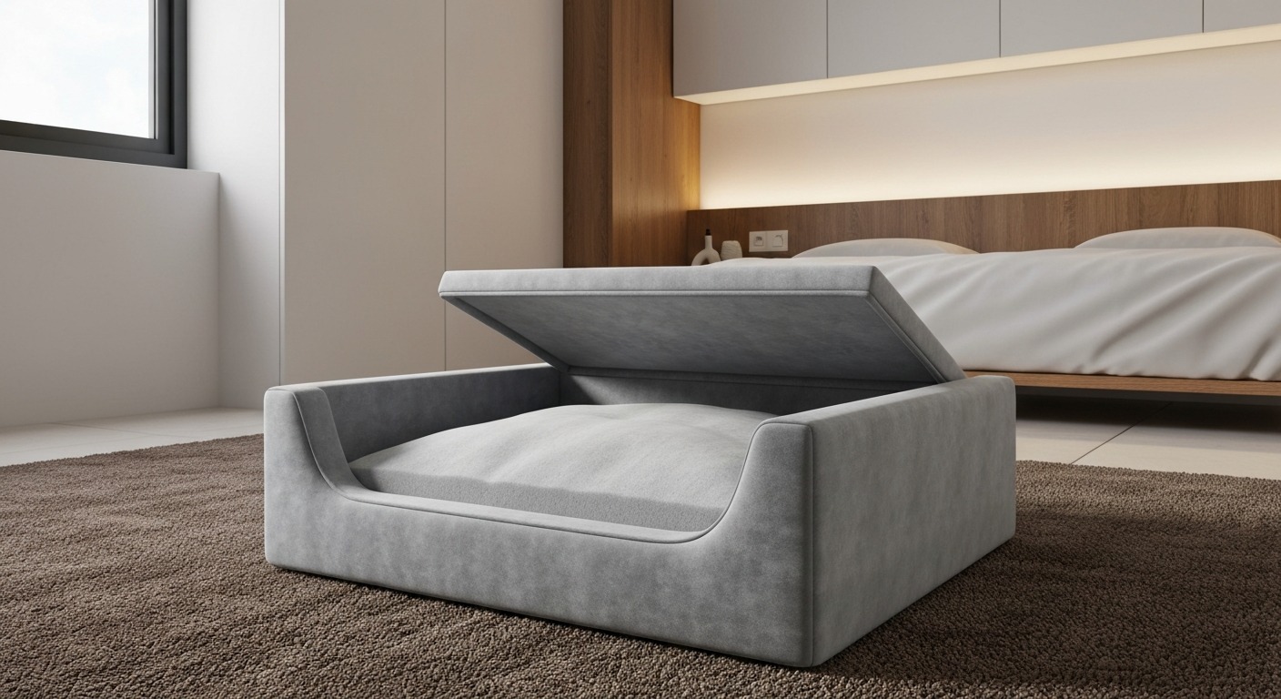 Memory foam cat bed with low entry